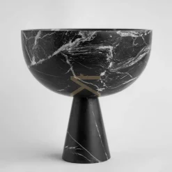 Pamono XL Black Marble Pedestal Bowl from Kiwano Concept> Tabletop|Bowls