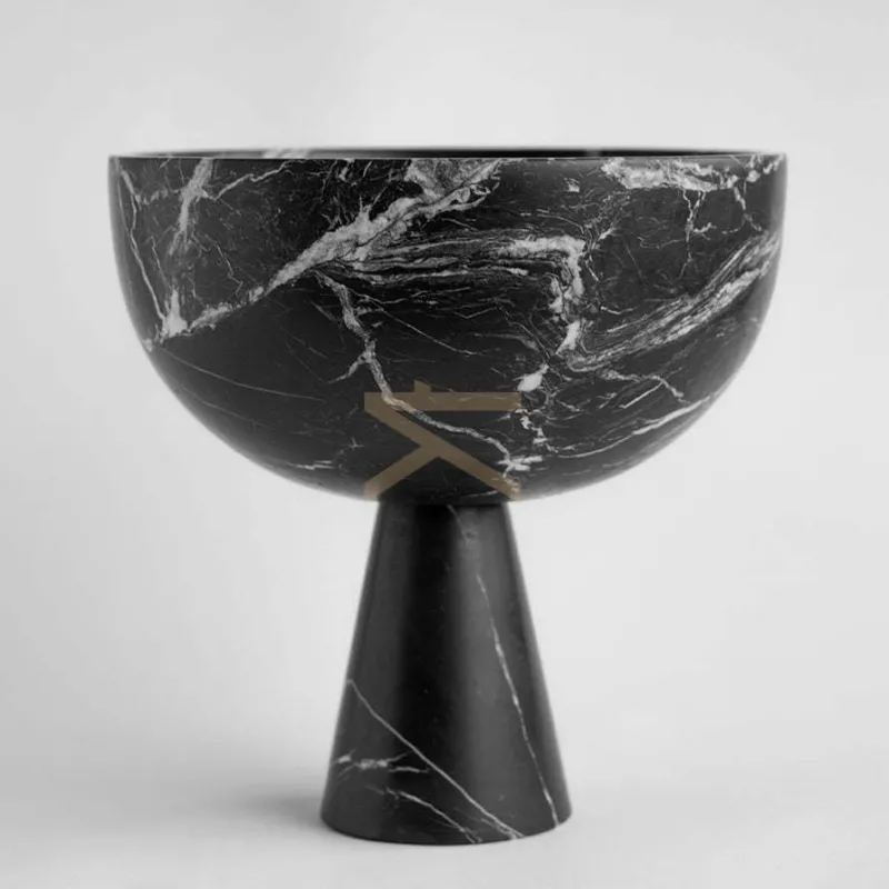 Pamono XL Black Marble Pedestal Bowl from Kiwano Concept> Tabletop|Bowls