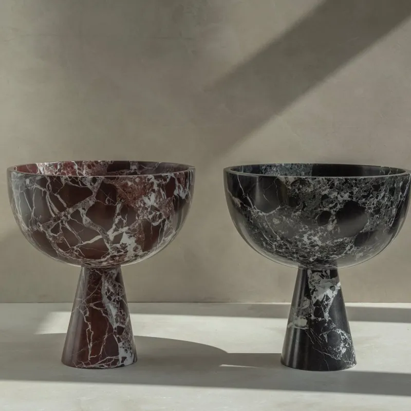 Pamono XL Black-Green Levanto Marble Pedestal Bowl from Kiwano Concept> Tabletop|Bowls
