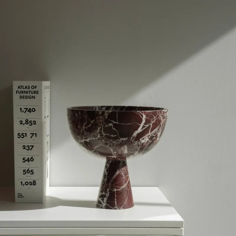Pamono XL Rosso Levanto Marble Pedestal Bowl from Kiwano Concept> Tabletop|Bowls