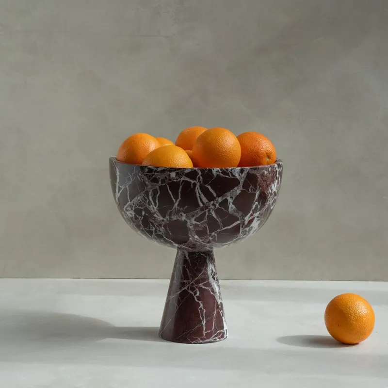 Pamono XL Rosso Levanto Marble Pedestal Bowl from Kiwano Concept> Tabletop|Bowls