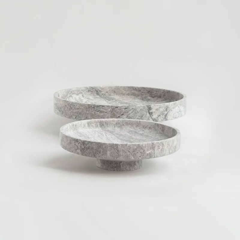 Discount Pamono XL Silver Travertine Narrow Bowl from Kiwano Concept