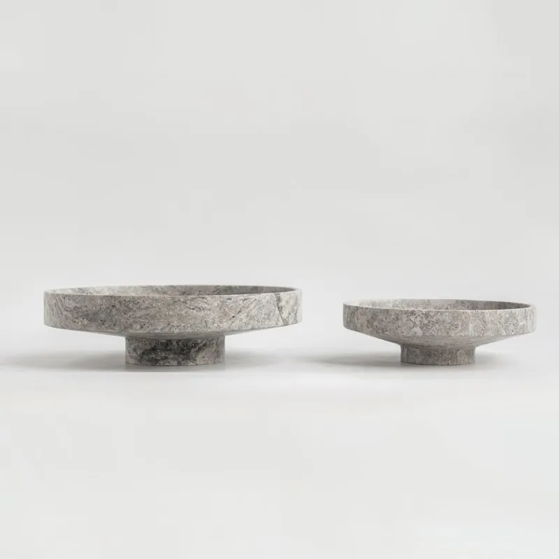 Discount Pamono XL Silver Travertine Narrow Bowl from Kiwano Concept