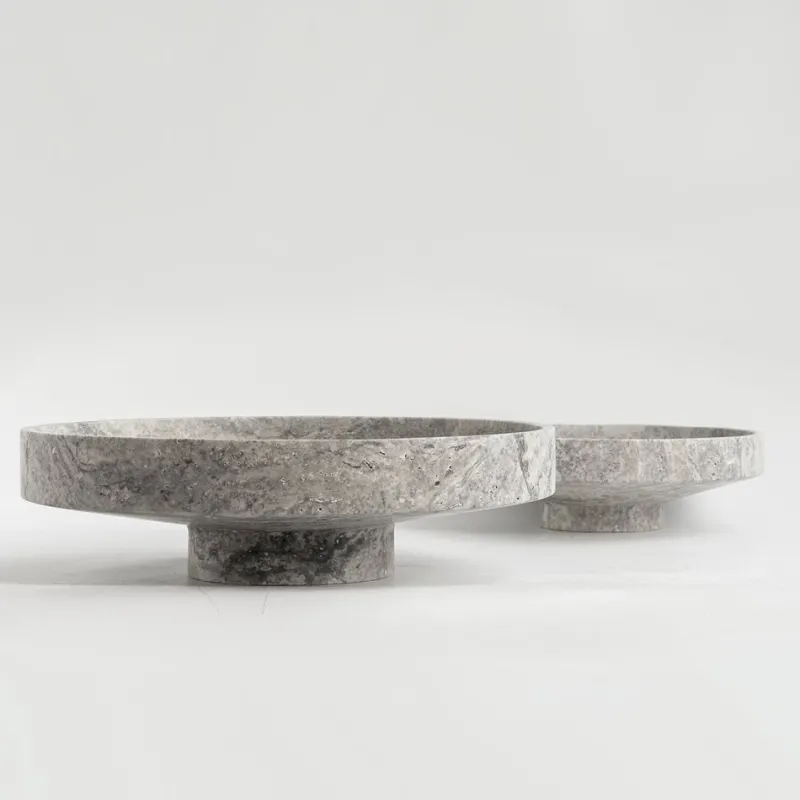 Discount Pamono XL Silver Travertine Narrow Bowl from Kiwano Concept