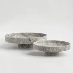 Discount Pamono XL Silver Travertine Narrow Bowl from Kiwano Concept