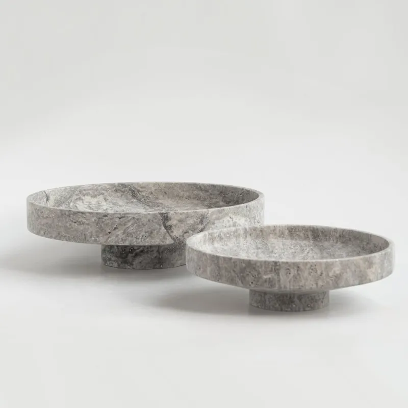 Discount Pamono XL Silver Travertine Narrow Bowl from Kiwano Concept