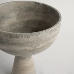Pamono XL Silver Travertine Pedestal Bowl from Kiwano Concept> Tabletop|Bowls