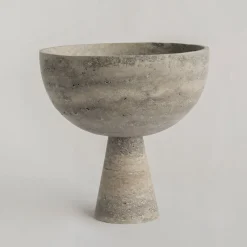Pamono XL Silver Travertine Pedestal Bowl from Kiwano Concept><noscript><img width=