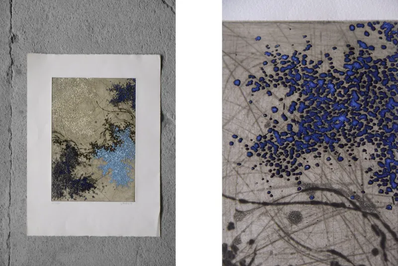 Pamono Yannick Ballif, Abstract Serigraph on Woven Paste, 1976> Mid-Century