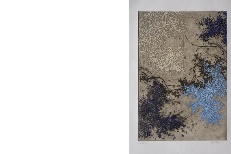 Pamono Yannick Ballif, Abstract Serigraph on Woven Paste, 1976> Mid-Century
