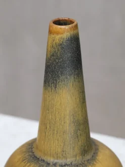 Sale Pamono Yellow and Black Hare-Fur Glazed Stoneware Vase by Wendelin Stahl, Germany, 1960s
