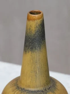 Sale Pamono Yellow and Black Hare-Fur Glazed Stoneware Vase by Wendelin Stahl, Germany, 1960s