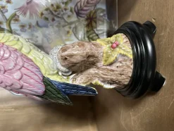 Pamono Yellow and Pink Porcelain and Bronze Parrot Candlesticks by Gand & C, Set of 2> Tabletop