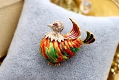 New Pamono Yellow and White Gold Brooch with Diamonds