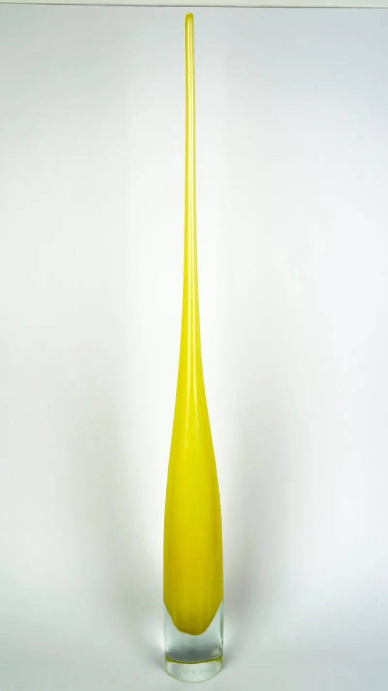 Online Pamono Yellow Blown Murano Glass Flute Vase by Beltrami for Made Murano Glass, 2019
