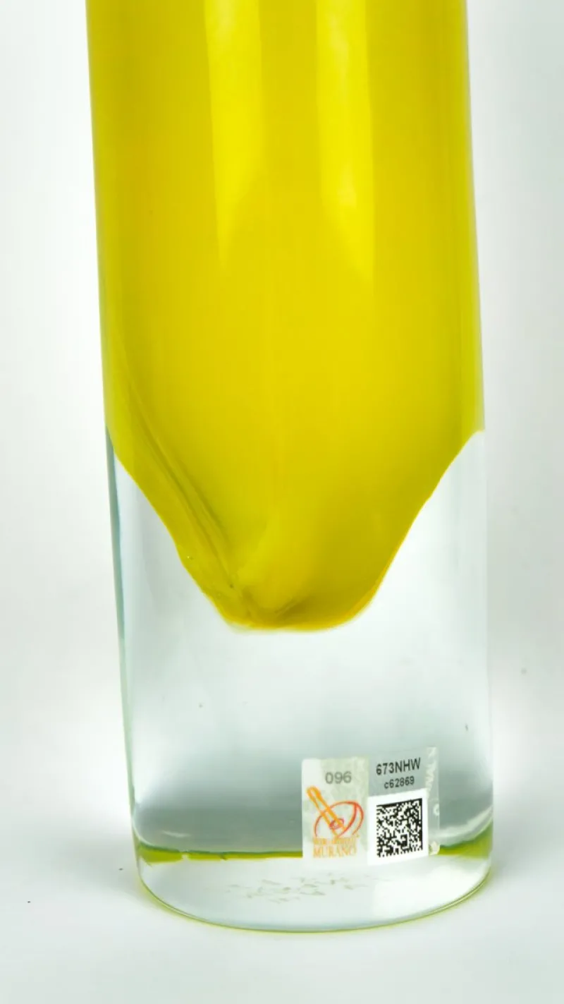 Online Pamono Yellow Blown Murano Glass Flute Vase by Beltrami for Made Murano Glass, 2019