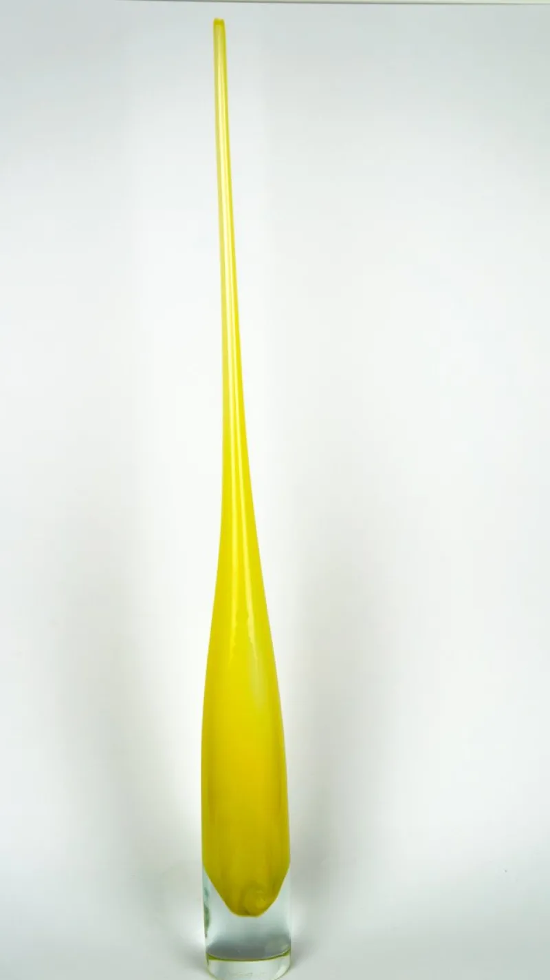 Online Pamono Yellow Blown Murano Glass Flute Vase by Beltrami for Made Murano Glass, 2019