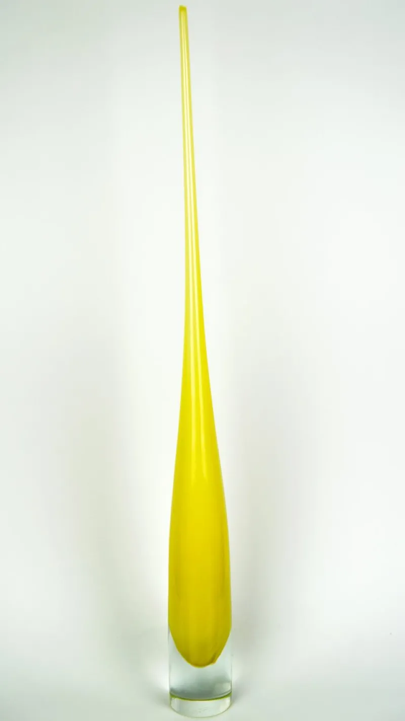 Online Pamono Yellow Blown Murano Glass Flute Vase by Beltrami for Made Murano Glass, 2019