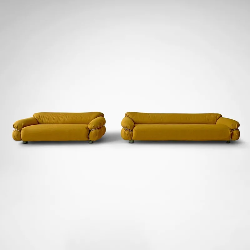 Hot Pamono Yellow Bouclé Sesann Sofas by Gianfranco Frattini for Cassina, 1970s, Set of 2