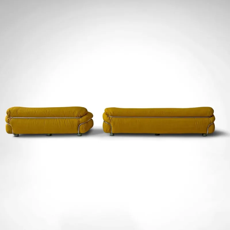Hot Pamono Yellow Bouclé Sesann Sofas by Gianfranco Frattini for Cassina, 1970s, Set of 2