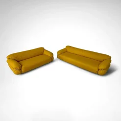 Hot Pamono Yellow Bouclé Sesann Sofas by Gianfranco Frattini for Cassina, 1970s, Set of 2