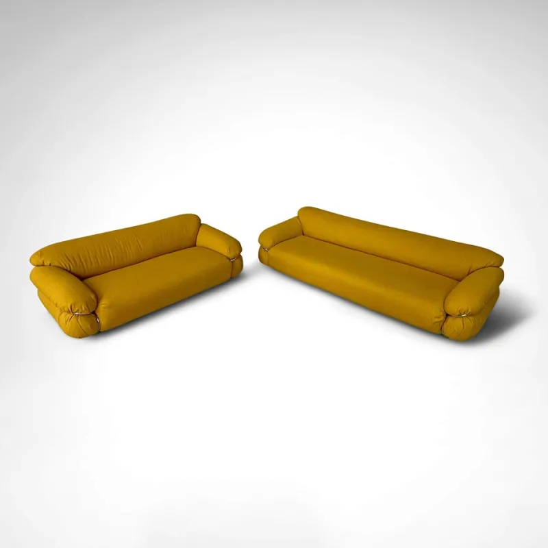 Hot Pamono Yellow Bouclé Sesann Sofas by Gianfranco Frattini for Cassina, 1970s, Set of 2