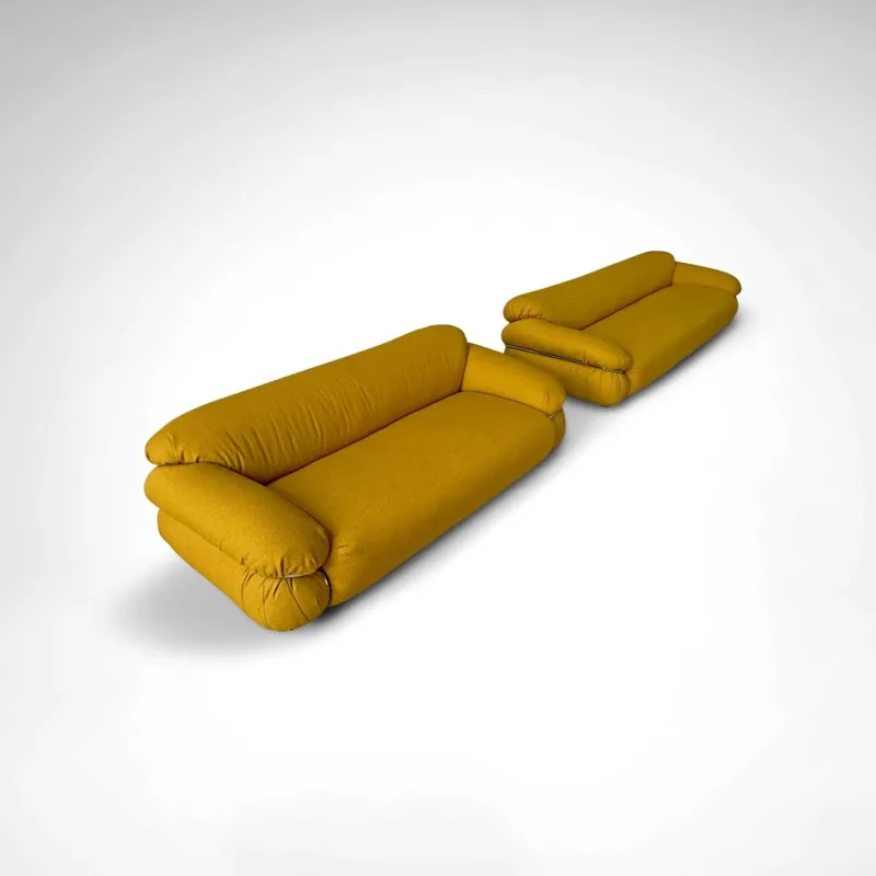 Hot Pamono Yellow Bouclé Sesann Sofas by Gianfranco Frattini for Cassina, 1970s, Set of 2