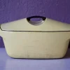 Pamono Yellow Enameled Cast Iron Casserole Dish by Raymond Loewy for Le Creuset, 1950s> Serving Dishes