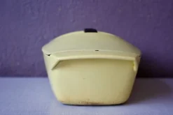 Pamono Yellow Enameled Cast Iron Casserole Dish by Raymond Loewy for Le Creuset, 1950s><noscript><img width=