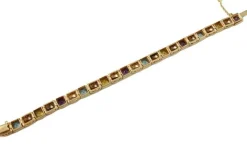 Outlet Pamono Yellow Gold Bracelet with Diamonds and Amethysts