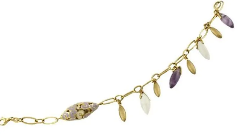 Pamono Yellow Gold Bracelet with Amethyst Stones