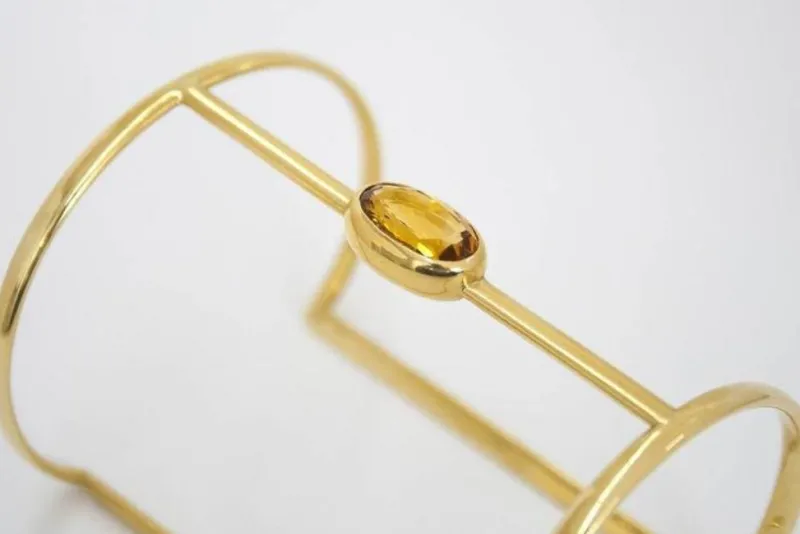 Pamono Yellow Gold Citrine Cuff by Philippe Cramer The Exceptional> Bracelets