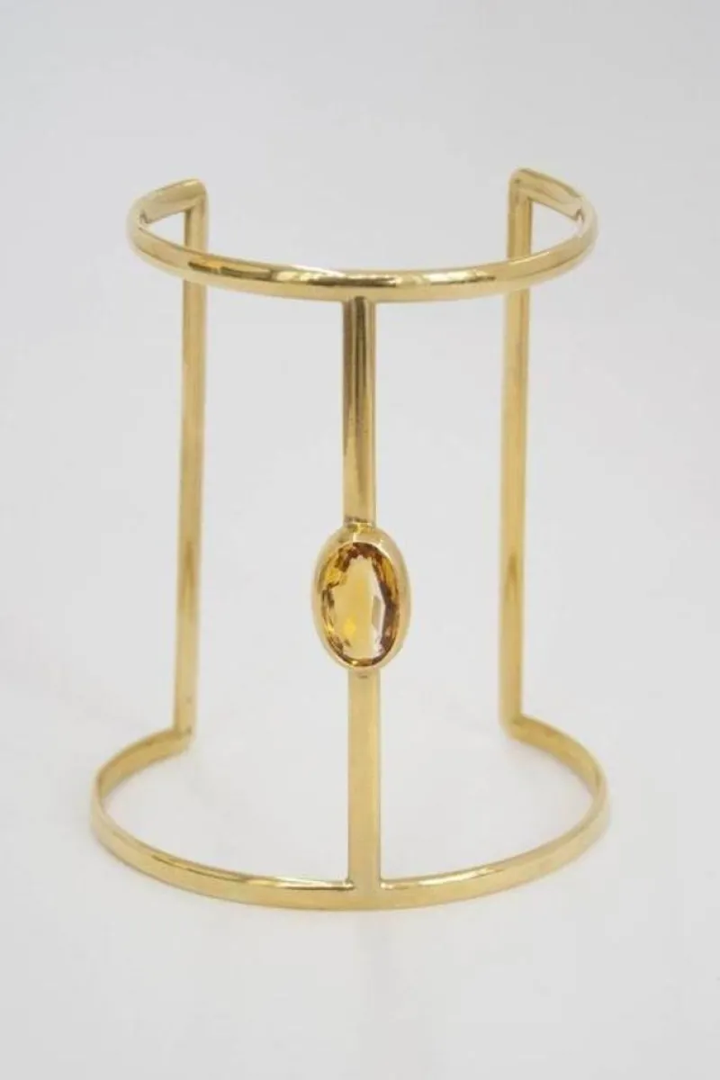 Pamono Yellow Gold Citrine Cuff by Philippe Cramer The Exceptional> Bracelets