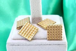 Clearance Pamono Yellow Gold Cufflinks in Square Shape, Set of 2