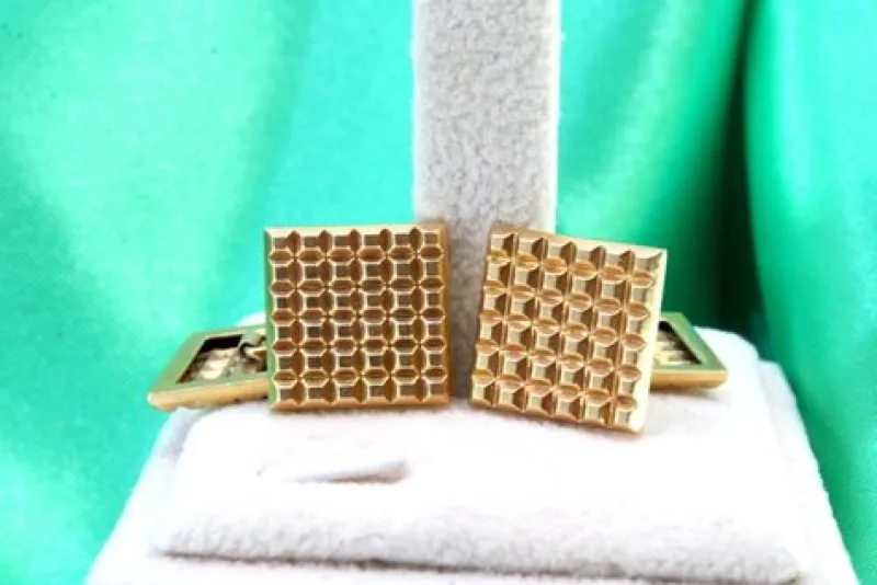 Clearance Pamono Yellow Gold Cufflinks in Square Shape, Set of 2