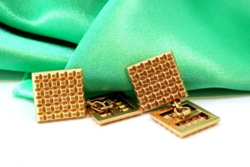 Clearance Pamono Yellow Gold Cufflinks in Square Shape, Set of 2