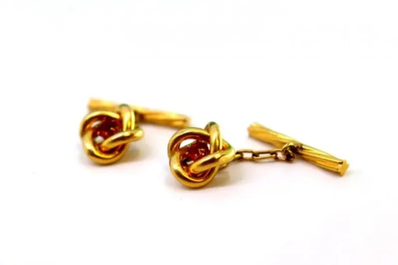 Pamono Yellow Gold Cufflinks with Interlaced Design, Set of 2> Cufflinks