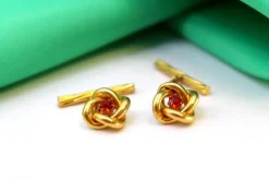 Pamono Yellow Gold Cufflinks with Interlaced Design, Set of 2><noscript><img width=