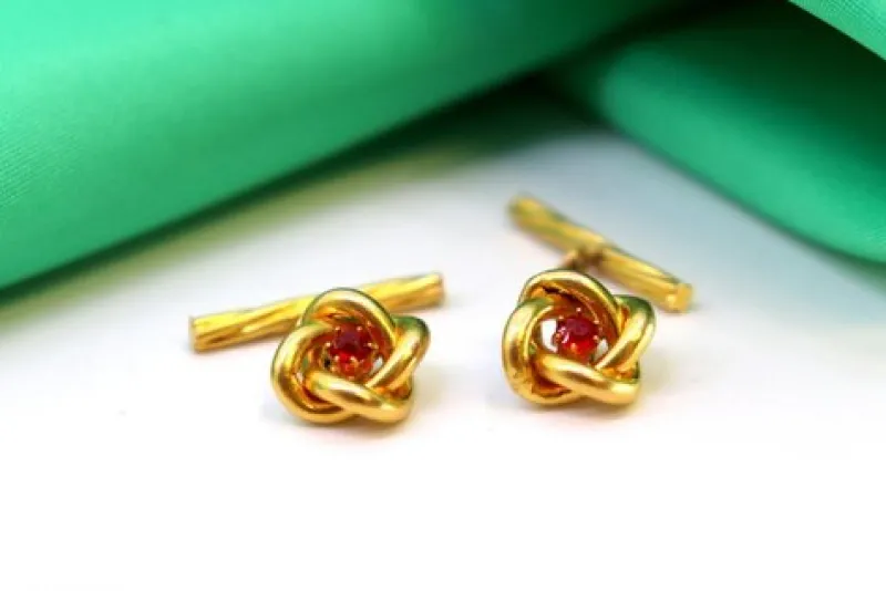Pamono Yellow Gold Cufflinks with Interlaced Design, Set of 2> Cufflinks