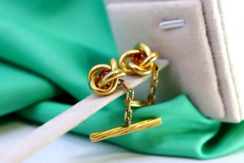 Pamono Yellow Gold Cufflinks with Interlaced Design, Set of 2> Cufflinks