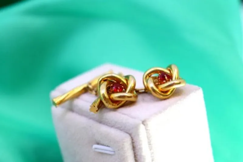 Pamono Yellow Gold Cufflinks with Interlaced Design, Set of 2> Cufflinks