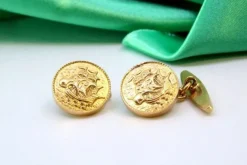 Pamono Yellow Gold Cufflinks with Caravels, Set of 2> Cufflinks