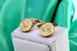 Pamono Yellow Gold Cufflinks with Caravels, Set of 2><noscript><img width=