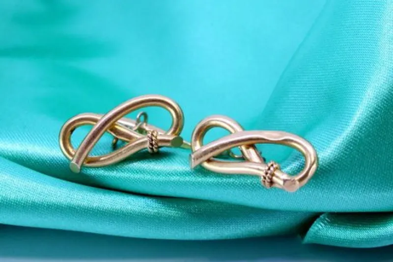 Pamono Yellow Gold Cufflinks with Bow-Shaped Wraps, Set of 2> Cufflinks
