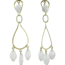 Pamono Yellow Gold Dangle Earrings with Stones, Set of 2> Earrings