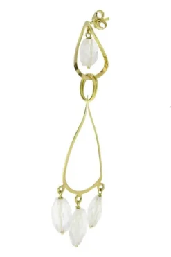 Pamono Yellow Gold Dangle Earrings with Stones, Set of 2> Earrings