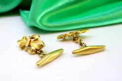 New Pamono Yellow Gold Fleur-De-Lis Cufflinks, Set of 2