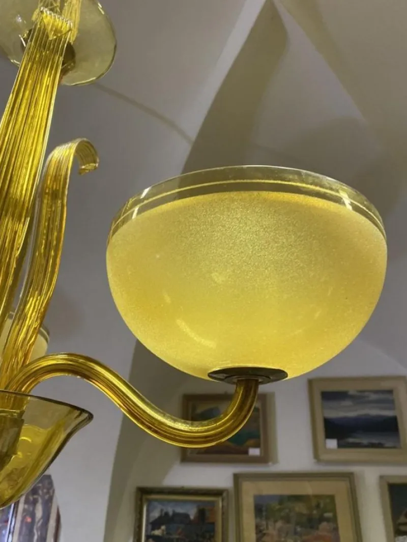 Hot Pamono Yellow Murano Glass Chandelier, 1960s