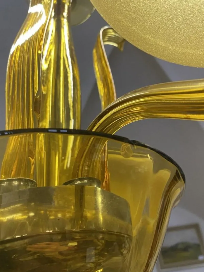 Hot Pamono Yellow Murano Glass Chandelier, 1960s