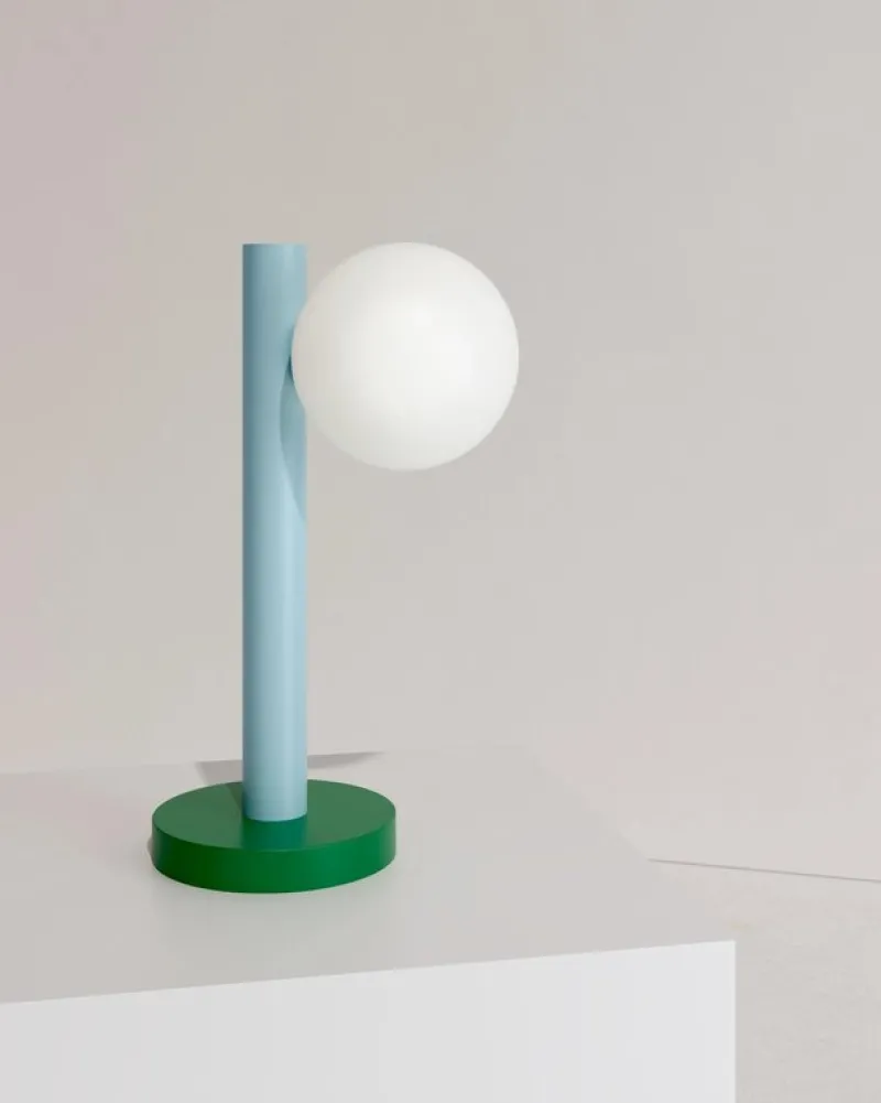 Pamono Yellow Tube with Globes and Cones Desk Lamp by Atelier Areti> Table Lamps